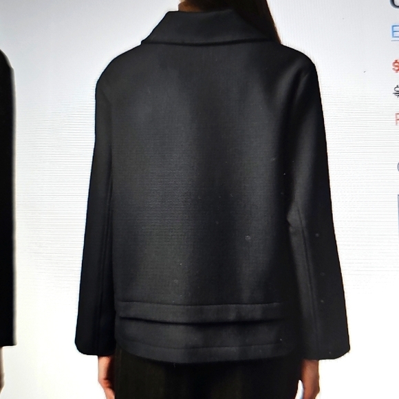 New Bernardo Wool Zippered  Flap Patch Pockets Mid Length Collared Black Coat XL - Picture 2 of 16